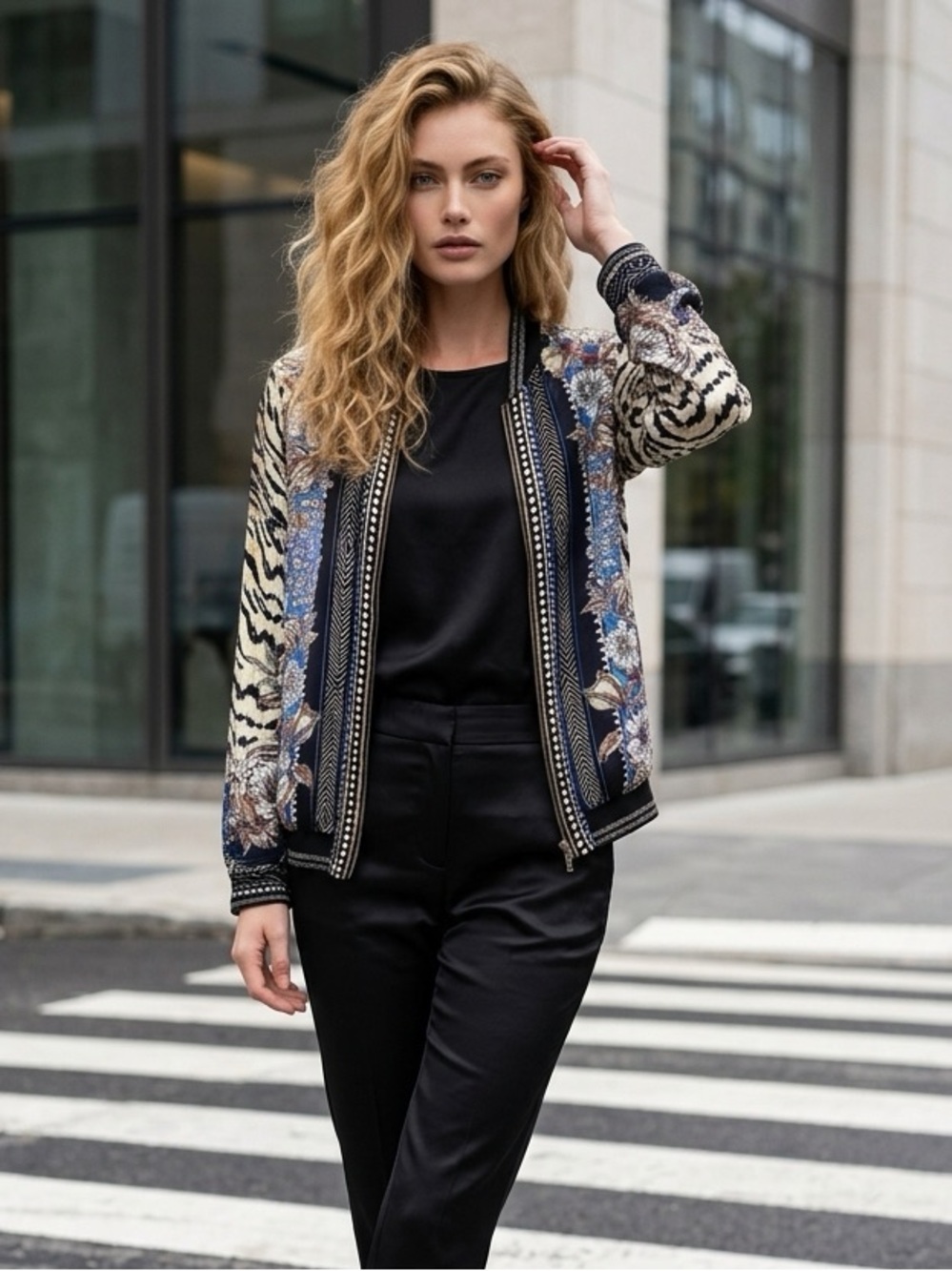 EUC Hale Bob Rare Reversible Floral and Animal Print Bomber
